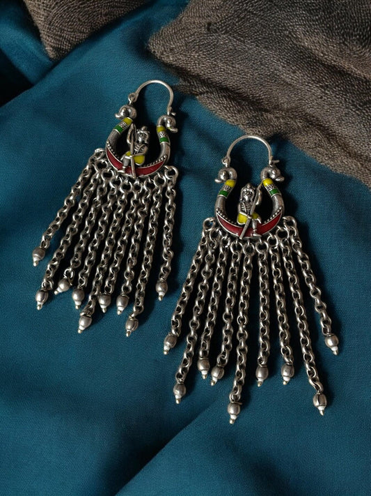 Naavik Meenakari Handpainted Loop Bali Earrings
