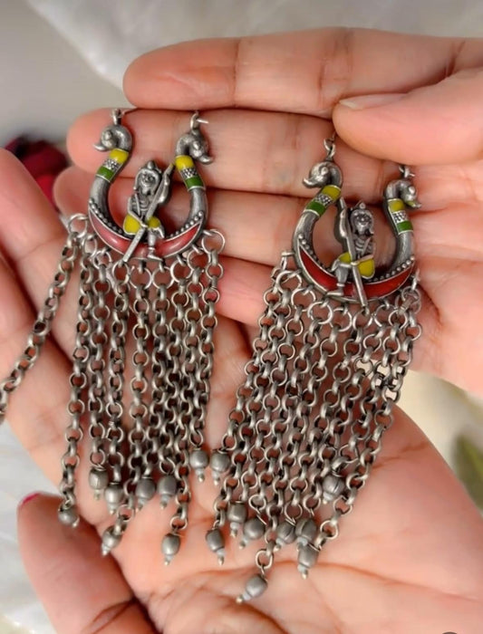 Naavik Meenakari Handpainted Loop Bali Earrings