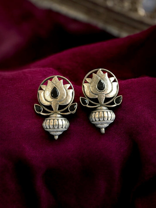 Nalini Black Monalisa Oxidized Stud Earrings
