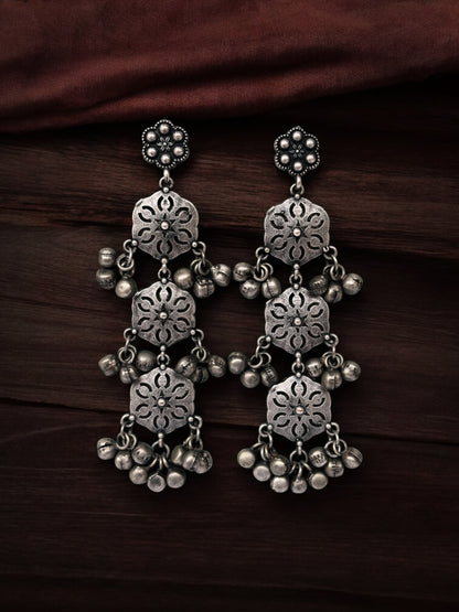 Natasha Ghungroo Oxidized Silver Dangle Earrings