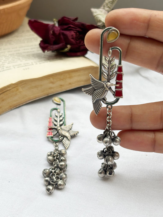 Nemali Yellow Hand-Painted Ghungroo Dangle Earrings