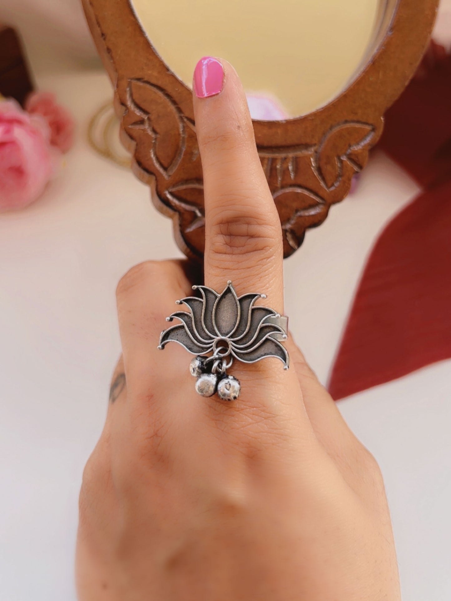 Niloufer Ghungroo Oxidized Silver Adjustable Ring