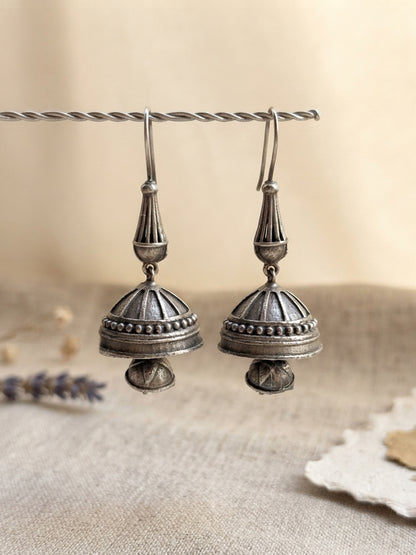 Nupur Oxidized Silver Jhumka Hook Earrings