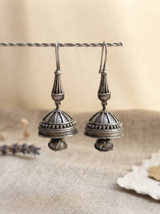 Nupur Oxidized Silver Jhumka Hook Earrings