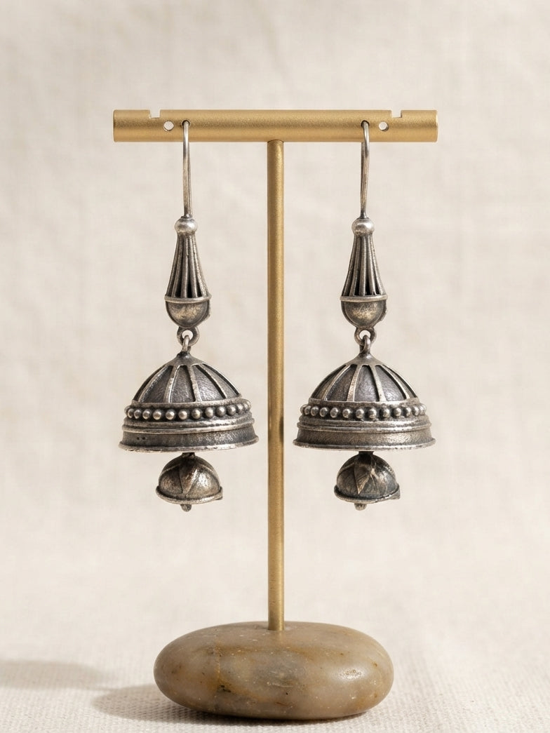 Nupur Oxidized Silver Jhumka Hook Earrings
