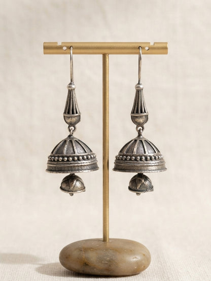 Nupur Oxidized Silver Jhumka Hook Earrings