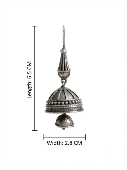 Nupur Oxidized Silver Jhumka Hook Earrings