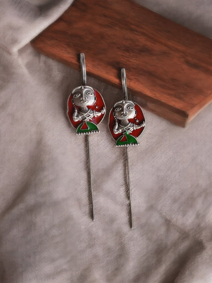 Quirky Oh Stree – Red Green Enamel Meenakari Sui Earcuff