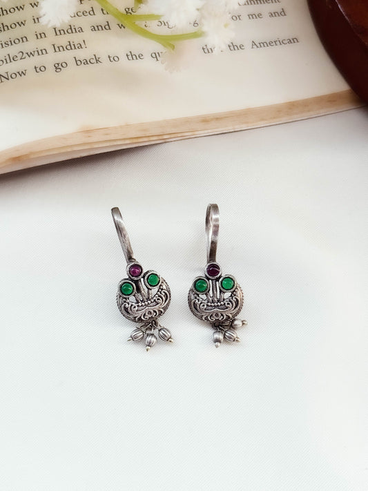 Oviya Red Green Clip-On Bugadi Earcuff Studs