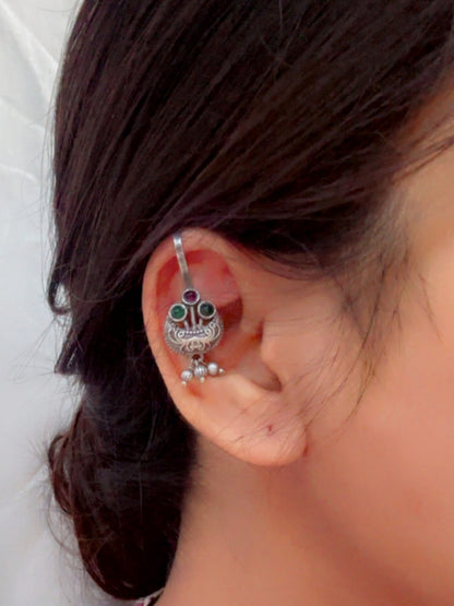 Oviya Red Green Clip-On Bugadi Earcuff Studs