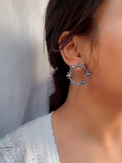 Pakshin Studs – Oxidized Bird Boho Earrings