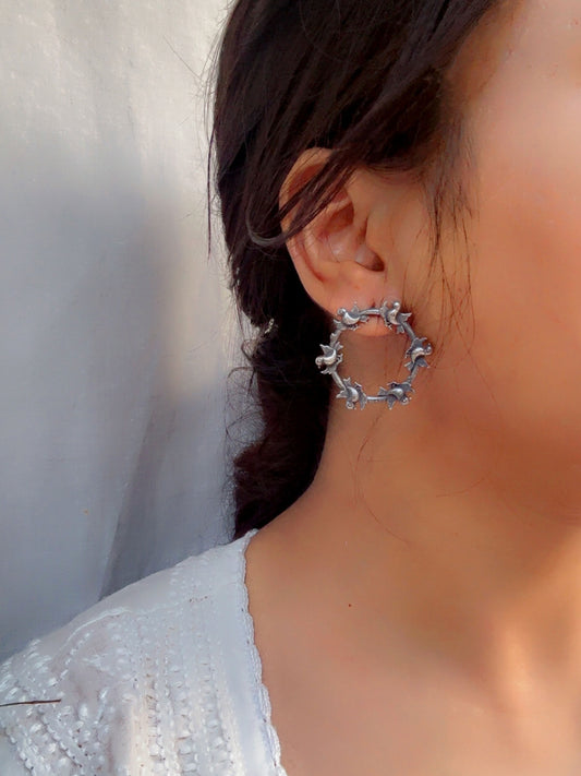Pakshin Studs – Oxidized Bird Boho Earrings