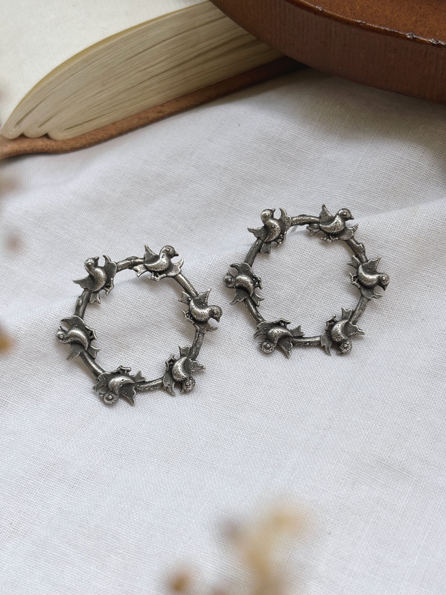 Pakshin Studs – Oxidized Bird Boho Earrings