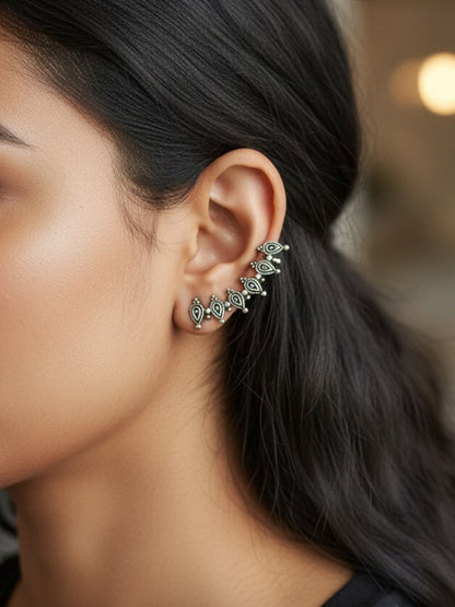 Pallavi Bugadi Clip-On Stud Earcuff – Oxidized Earrings