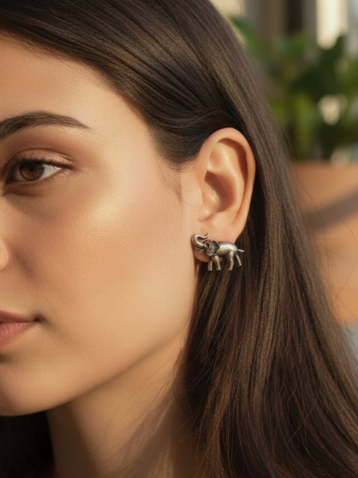 Quirky Elle Small Studs – Oxidized Boho Earrings