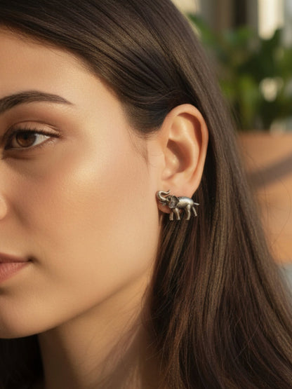 Quirky Elle Small Studs – Oxidized Boho Earrings