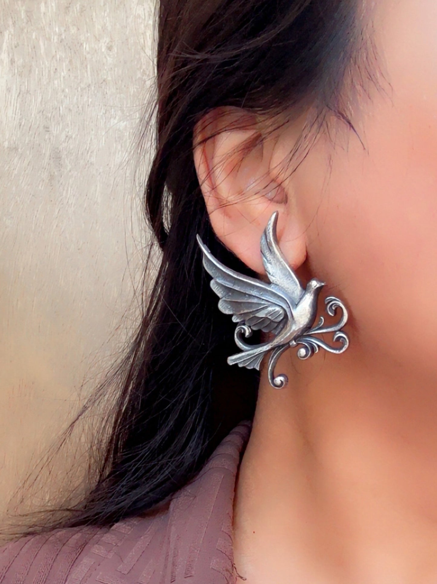 Quirky Garudi Studs Oxidized Silver Earrings