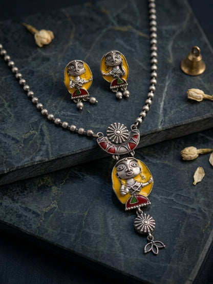 Quirky Oh Stree Handpainted Meenakari Necklace Set