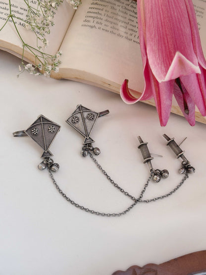 Quirky Patang Chain Ghungroo Earcuff Earrings