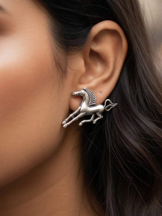 Quirky Vami Studs – Oxidized Boho Earrings