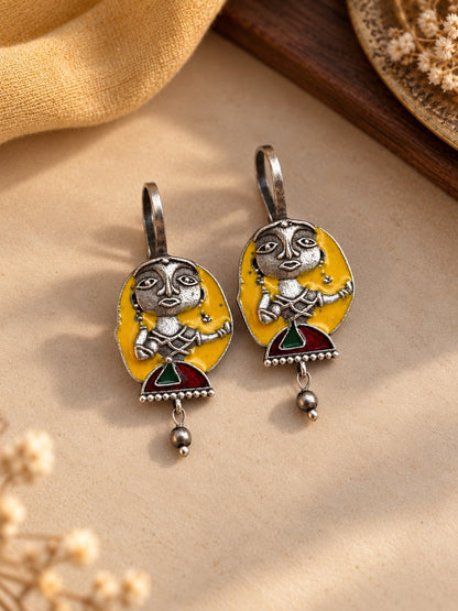 Quirky Oh Stree Enamel Hand-Painted Clip-On Bugadi Earcuff Studs