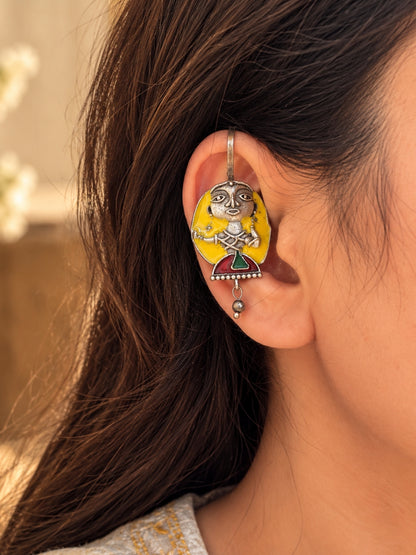 Quirky Oh Stree Enamel Hand-Painted Clip-On Bugadi Earcuff Studs
