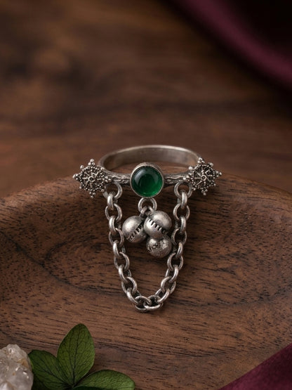 Ruma Green Monalisa Stone Ghungroo Ring