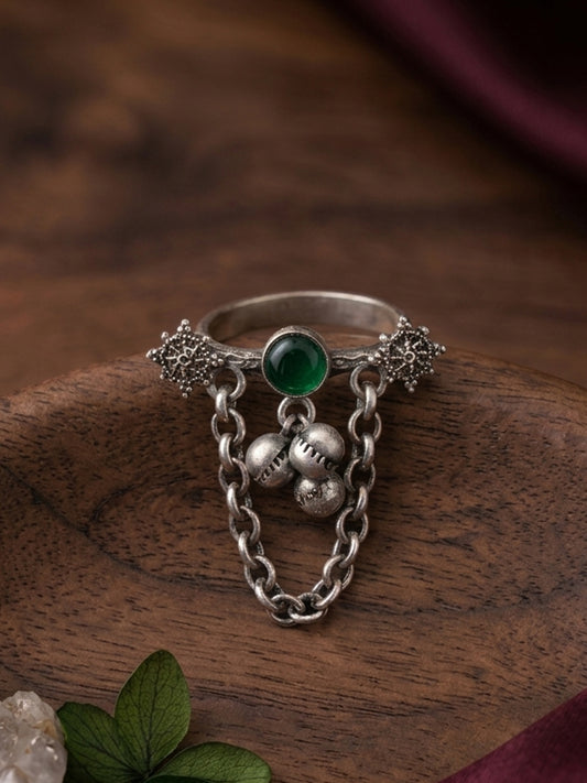 Ruma Green Monalisa Stone Ghungroo Ring