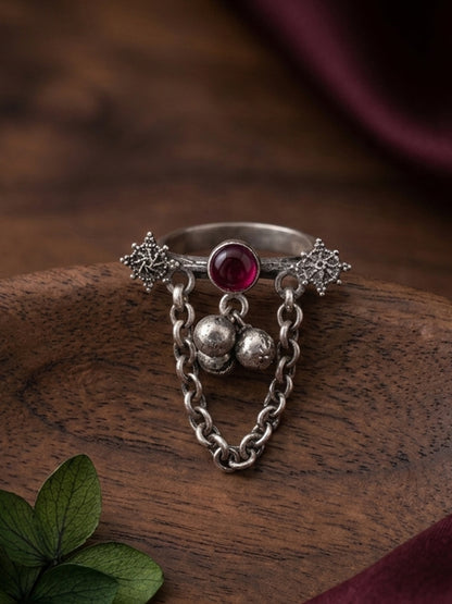 Ruma Red Monalisa Stone Ghungroo Ring