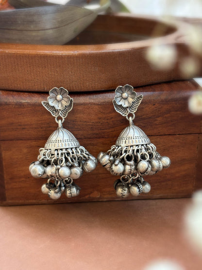 Rupashi 2-Layer Ghungroo Jhumka – Oxidized Boho Earrings