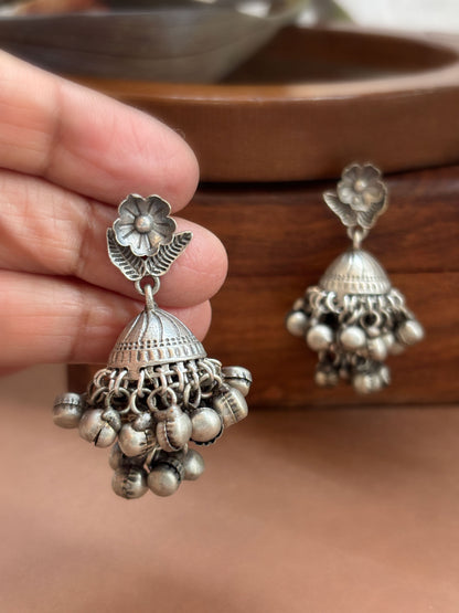 Rupashi 2-Layer Ghungroo Jhumka – Oxidized Boho Earrings