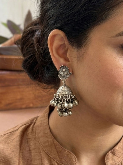 Rupashi 2-Layer Ghungroo Jhumka – Oxidized Boho Earrings