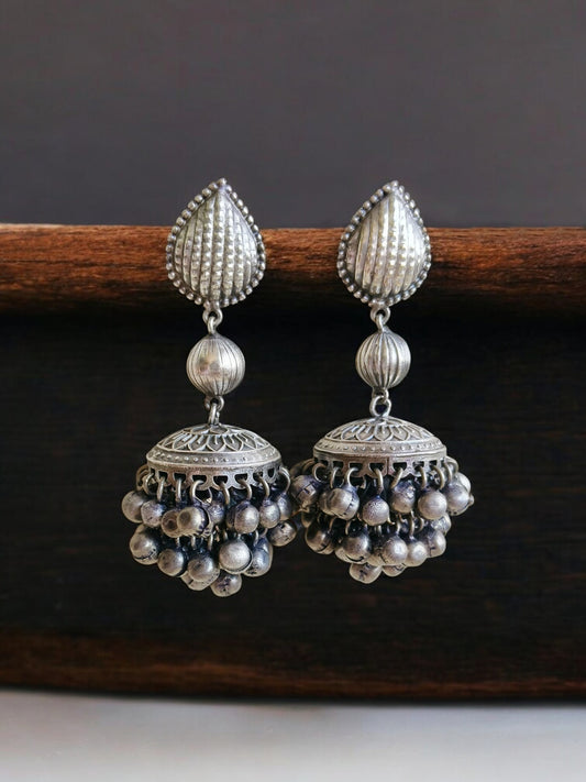 Rupehri Double Ghungroo Layer Jhumki Earrings