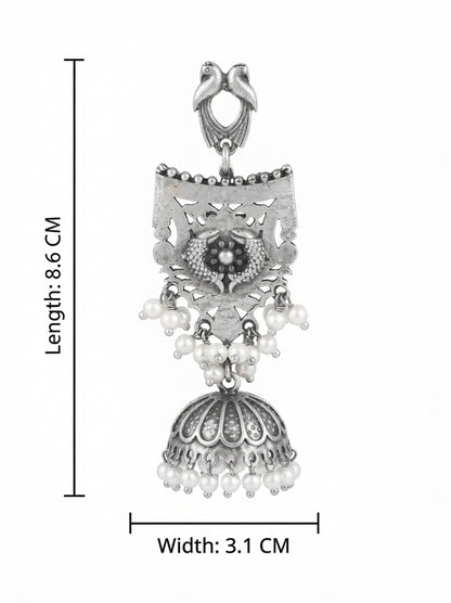 Sarika Long Pearl Dangle Jhumka Earrings