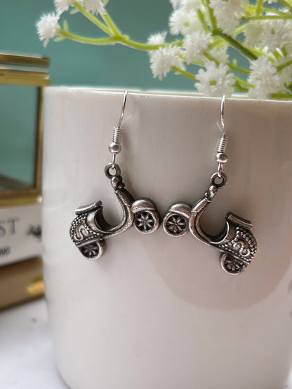 Quirky Scooter Hook Oxidized Earrings