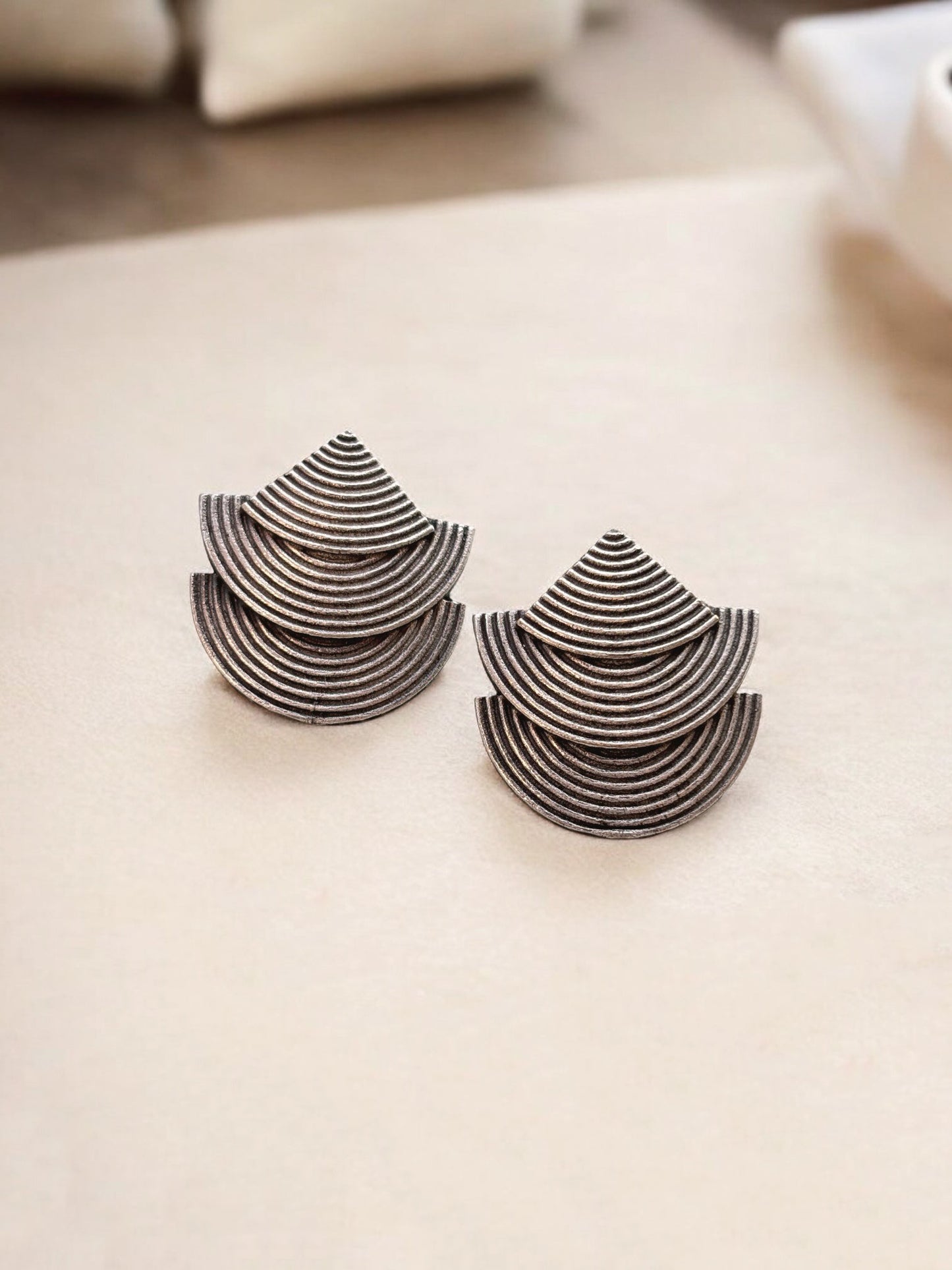 Seepi Triple Layer Oxidized Stud Earrings