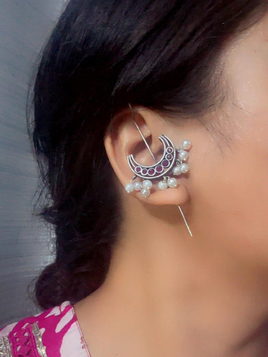 Shasha – Red Pearl Pin Clip-On Bugadi Sui Earcuff