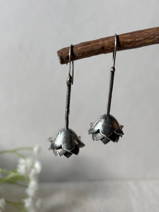 Shrinika Hook Lotus Oxidized Boho Earrings
