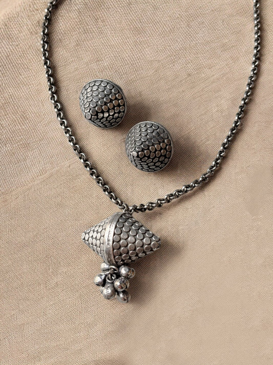 Suchi Neckchain with Earrings – Oxidized Ghungroo Boho Tribal Necklace Set