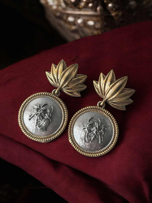 Swarn Phool Dual Tone Dangle Earrings