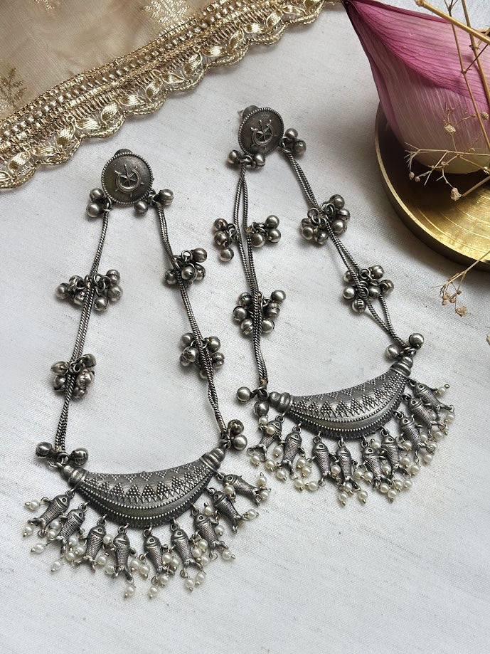 Tarini Silver Kashmiri Dejhoor Ghungroo Earrings