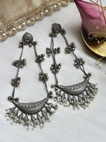 Tarini Silver Kashmiri Dejhoor Ghungroo Earrings