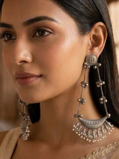 Tarini Silver Kashmiri Dejhoor Ghungroo Earrings