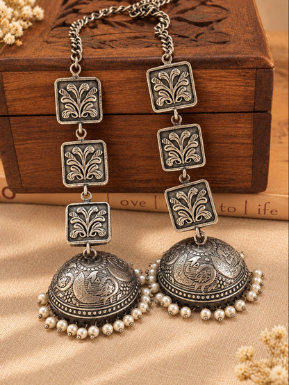 Teen Taal Pearl Jhumka Chain Earcuff