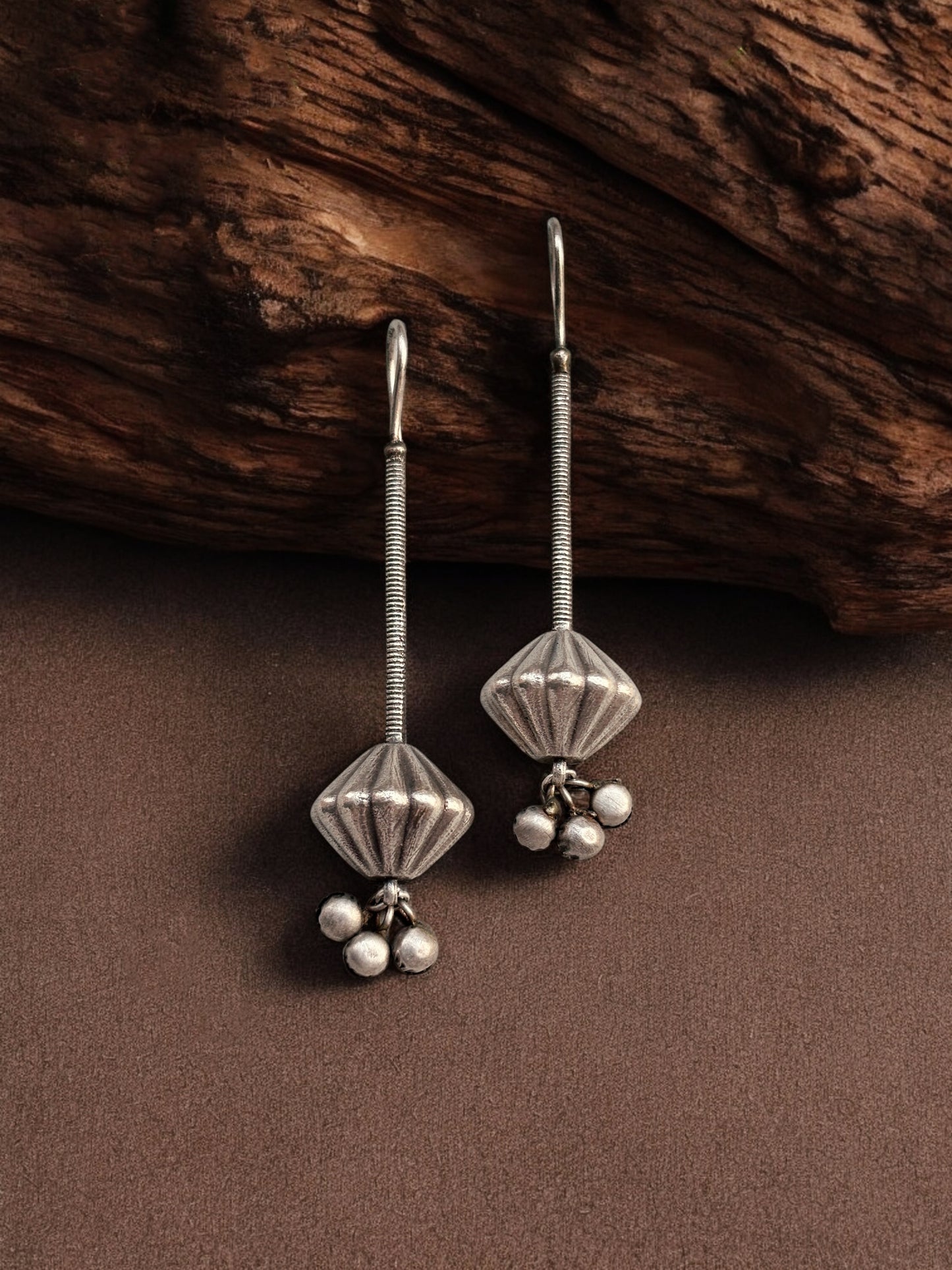 Tesu Oxidized Boho Hook Earrings with Ghungroo