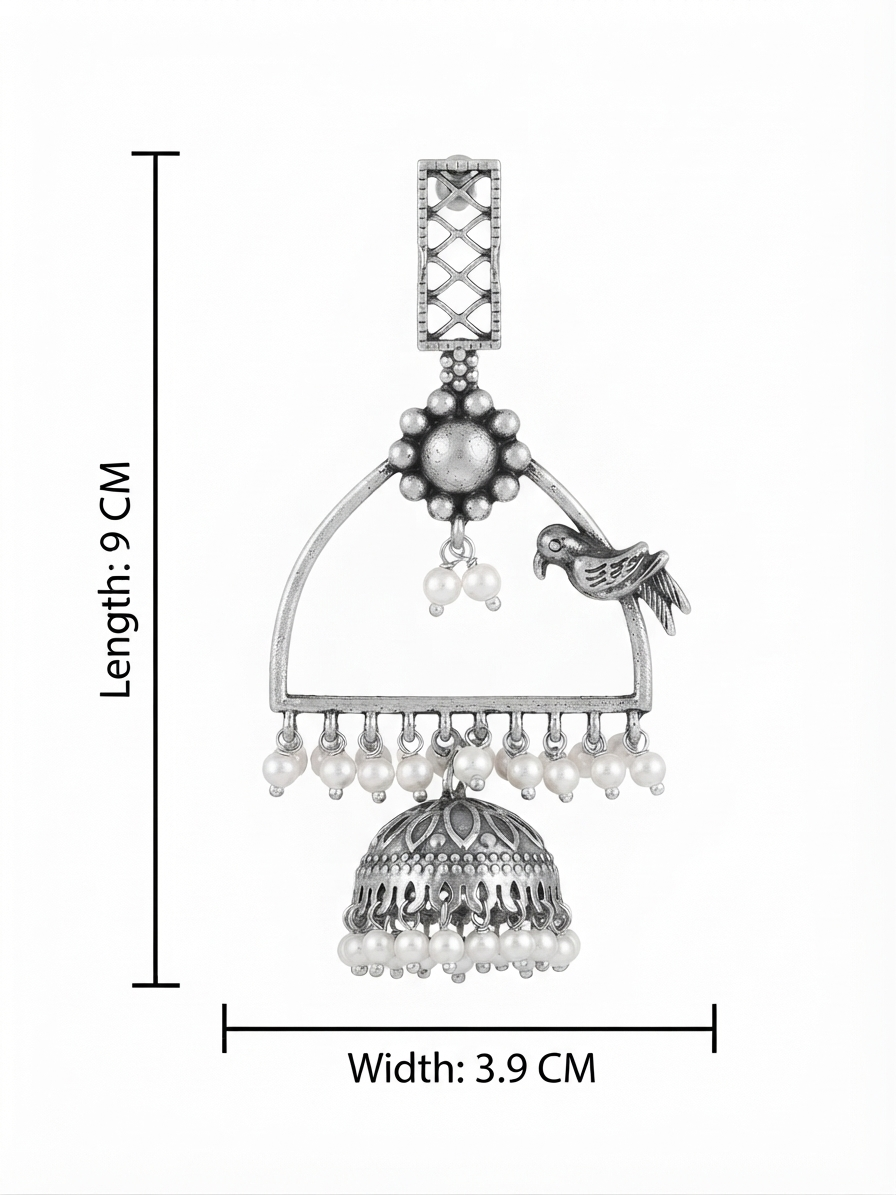 Tiya Long Dangle Pearl Jhumka Earrings