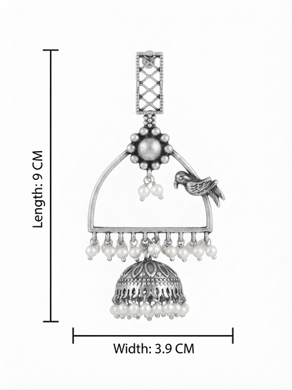 Tiya Long Dangle Pearl Jhumka Earrings