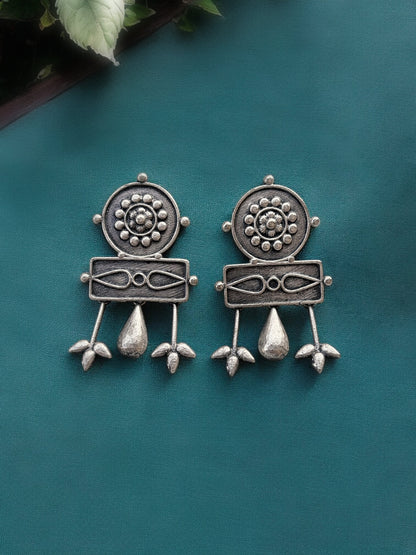 Toran Antique Studs – Oxidized Silver Replica Boho Earrings