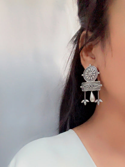 Toran Antique Studs – Oxidized Silver Replica Boho Earrings