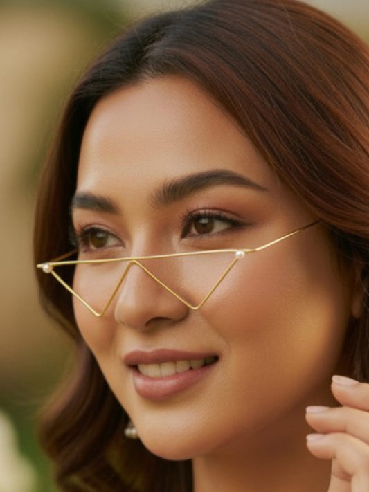 Trikonika Golden Pearl Facelet Women Face Jewelry